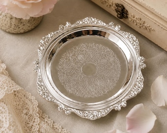 Vide-poche argenté, porte-bagues, porte-bijoux, vide-poche, porte-monnaie, décoration de mariage, accessoires de style vintage