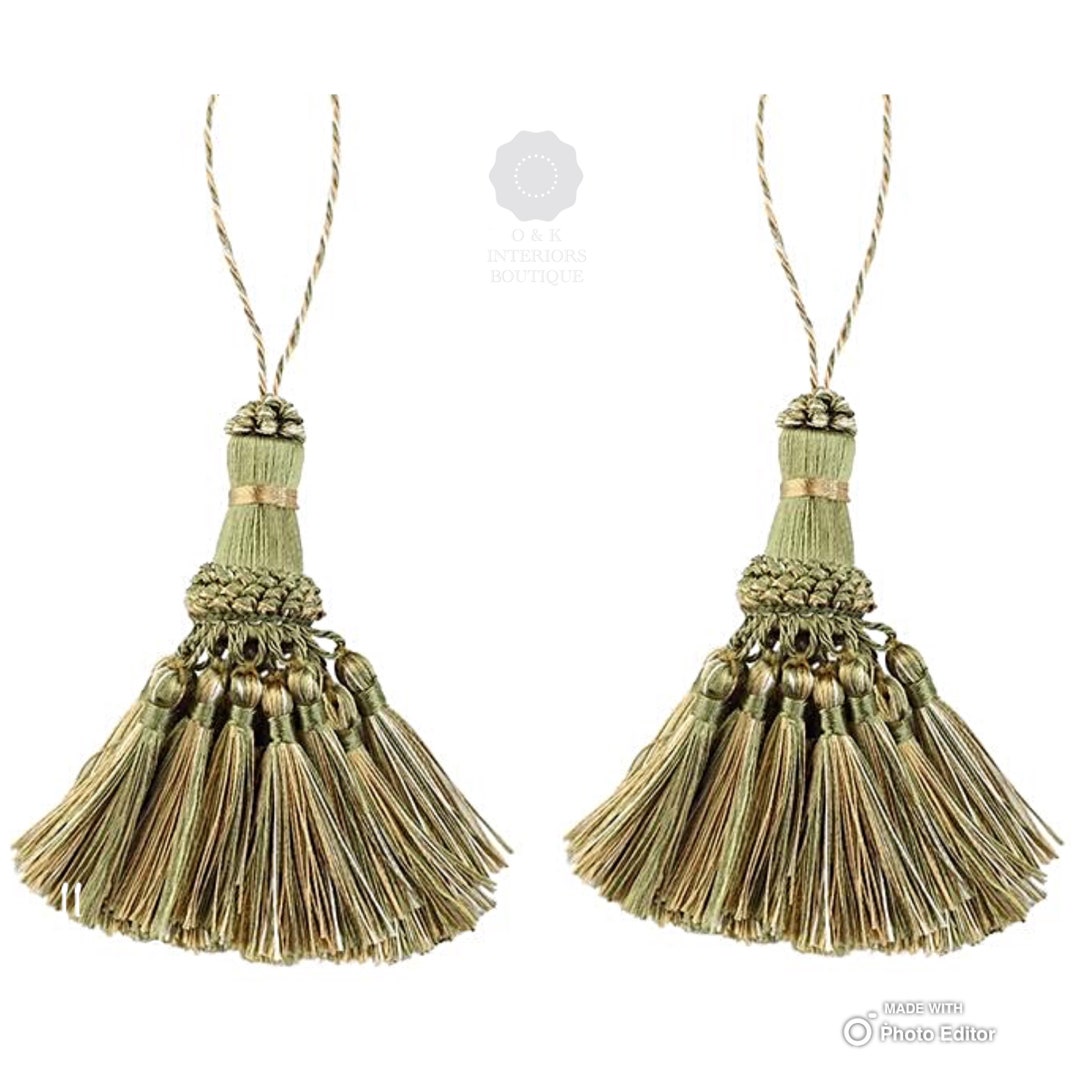 Decorative Key Tassels Green and Gold Key Tassels Vintage Etsy