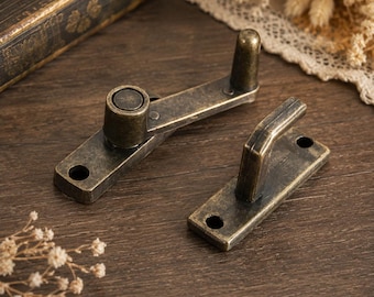 Brass Door Latch Lock Set, Sliding Window & Door Handle Bolt, Metal Safety Home Hardware, Rustic Home Hardware