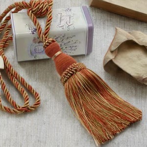 Curtain tie backs, orange and gold curtain tassels,tassels tie backs,vintage style curtain tie tassels,antique style tassels,curtain ropes