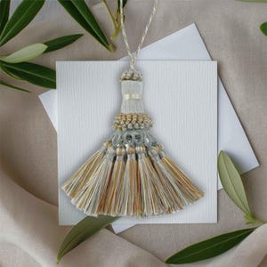 Decorative key tassels, blue and gold key tassels, vintage style tassels, antique style tassels, furniture tassels, baby blue tassels