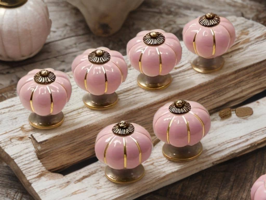 pink and gold dresser knobs NEW ~ Gold-T Drawer Knobs / Cabinet Pulls ~ Clover ~ Pink ~ Set of 8