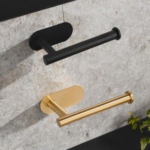 Porta rotolo di carta igienica adesivo - Acciaio inossidabile, gancio per appendere senza trapano, facile installazione, moderno organizer per la casa