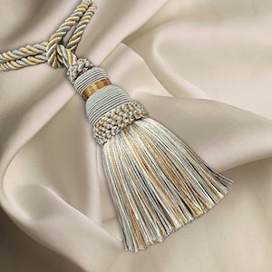 Curtain tie backs, blue gold curtain tassels, blue tassels tie backs, vintage style curtain tie tassels, antique style tassels,curtain ropes