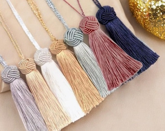 Decorative key tassels, key tassels, vintage style tassels, antique style tassels, furniture tassels, blue, aqua, gold, cream, silver