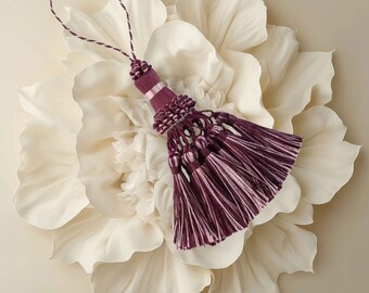Decorative key tassels, purple and lilac key tassels, vintage style tassels, antique style tassels, furniture tassels, purple tassels lilac