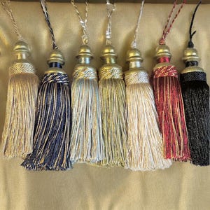 Decorative key tassels, key tassels, vintage style tassels, antique style tassels, furniture tassels,gold, blue, red, ivory, green. black