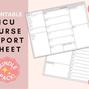 ICU Nurse Report Sheet Bundle, ICU Brain Sheet, Nurse Report Sheet ICU, Nurse Brain Sheet
