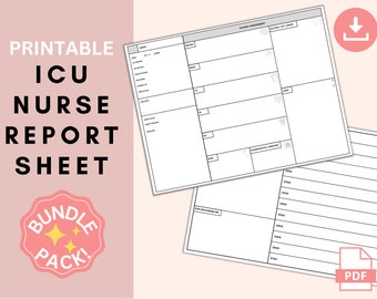 ICU Krankenschwester Report Sheet Bundle, ICU Brain Sheet, Krankenschwester Report Sheet ICU, Krankenschwester Brain Sheet