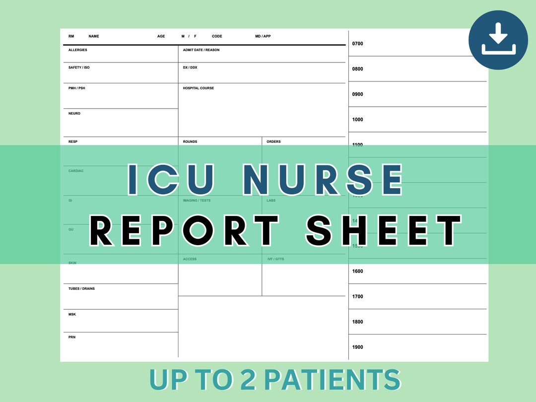 ICU Nurse Brain, ICU Nursing Report Sheet - Etsy