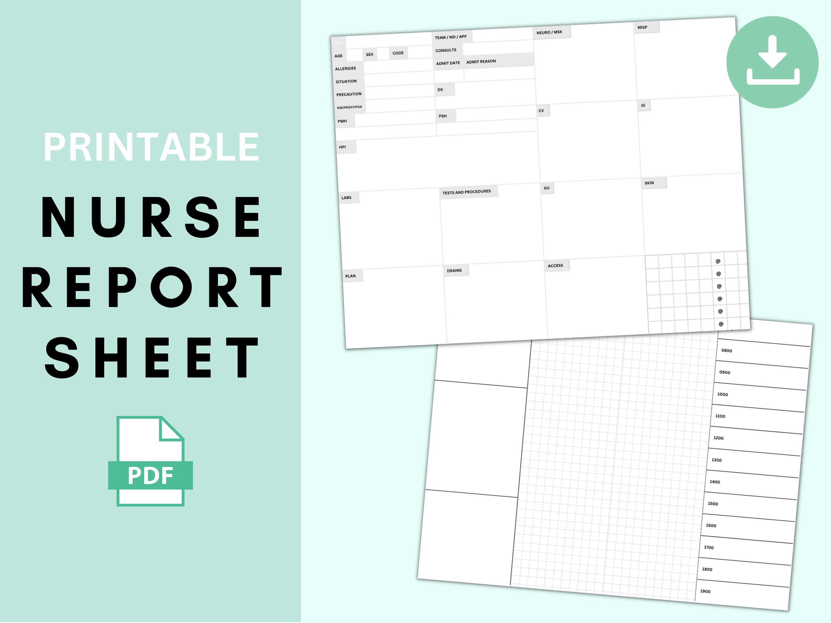 Nurse Brain Sheet for New Grad Rns Etsy