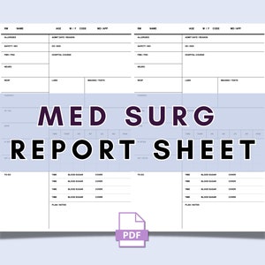 Med Surg Nurse Report Sheet, Med Surg Nurse Brain