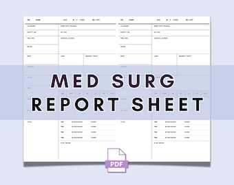 Rapportblad Med Surg-verpleegkundige, verpleegkundig brein (digitale download)