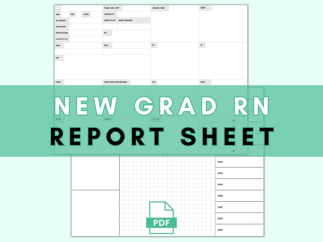 Nurse Brain Sheet for New Grad Rns Etsy