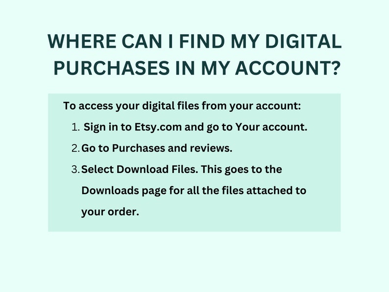 Instructions for how you can find your digital purchases