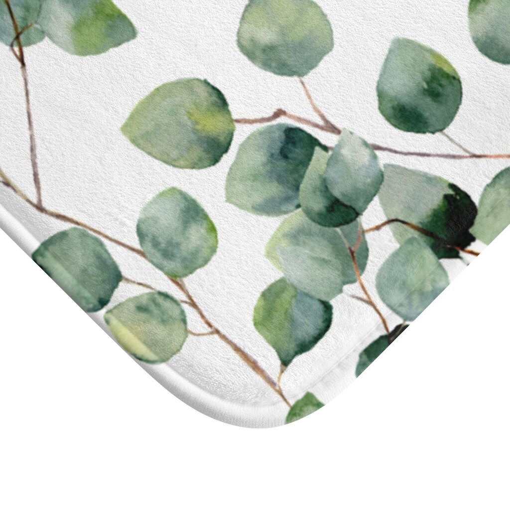 Green Eucalyptus Bath Mat Green Leaf Tropical Bathroom decor Etsy