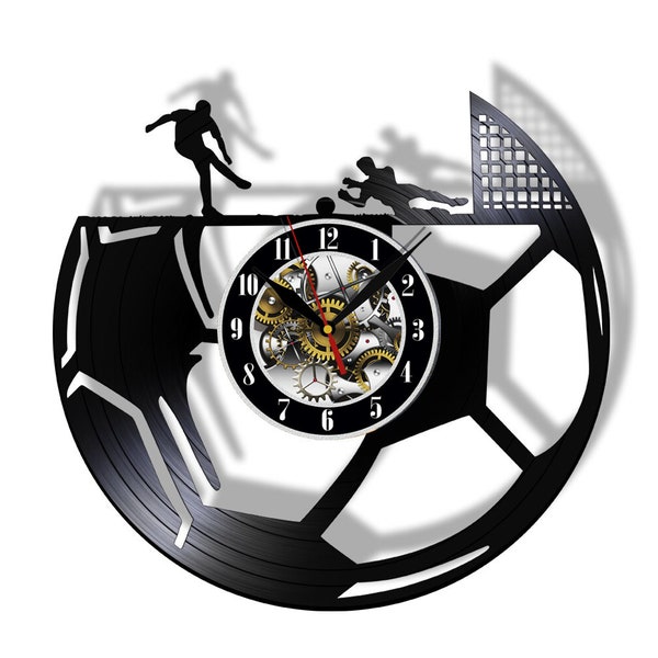 Football Soccer Vinyl Record Wall Clock 12" Gifts for Him Her Kids Decor for Home Bedroom Bathroom Kitchen Surprise Ideas for Best Friends