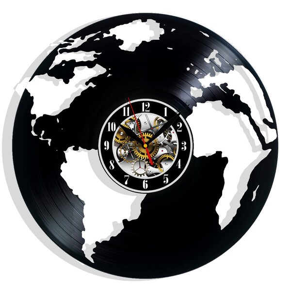 World Map Wall Clock Etsy