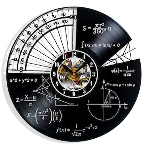 Mathematics Math GeometryVinyl Record Wall Clock 12" Gifts for Him Her Kids Decor for Home Bedroom Kitchen Surprise Ideas for Best Friends