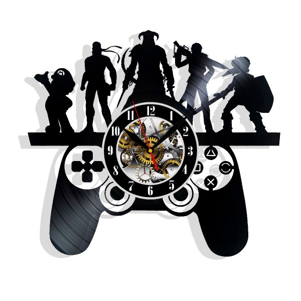 Console de jeu Gamer Disque vinyle Horloge murale 12" Cadeaux pour lui ses enfants Décor pour la maison Chambre Salle de bain Art Surprise Idées pour les meilleurs amis