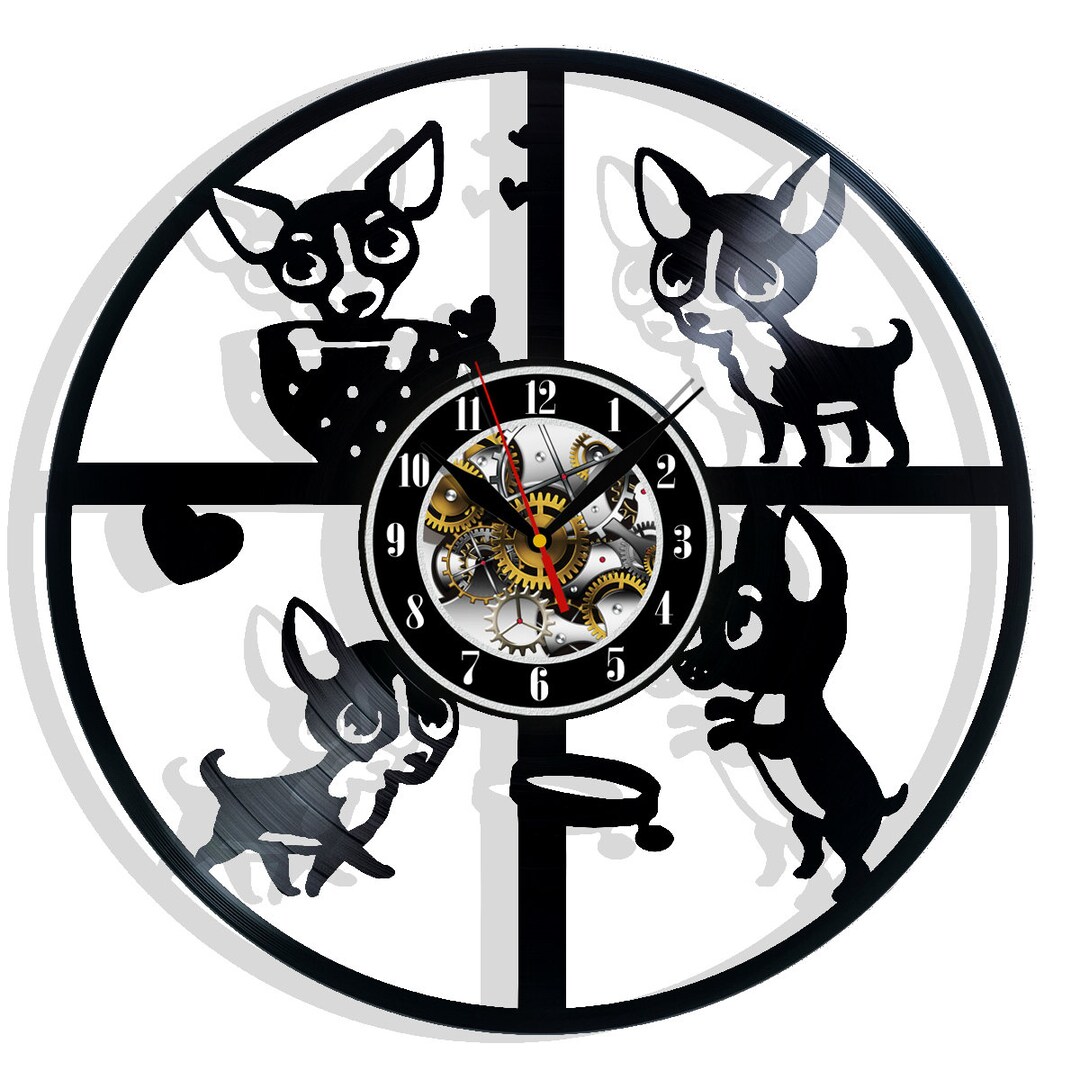 Dog Chihuahua Vinyl Record Wall Clock 12" Gifts for Him Her Kids Decor ...