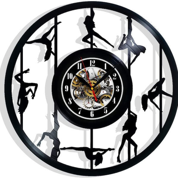 Pole Dance Vinyl Record Wall Clock 12" Gifts for Him Her Kids Decor for Home Bedroom Bathroom Kitchen Art Surprise Ideas Friends