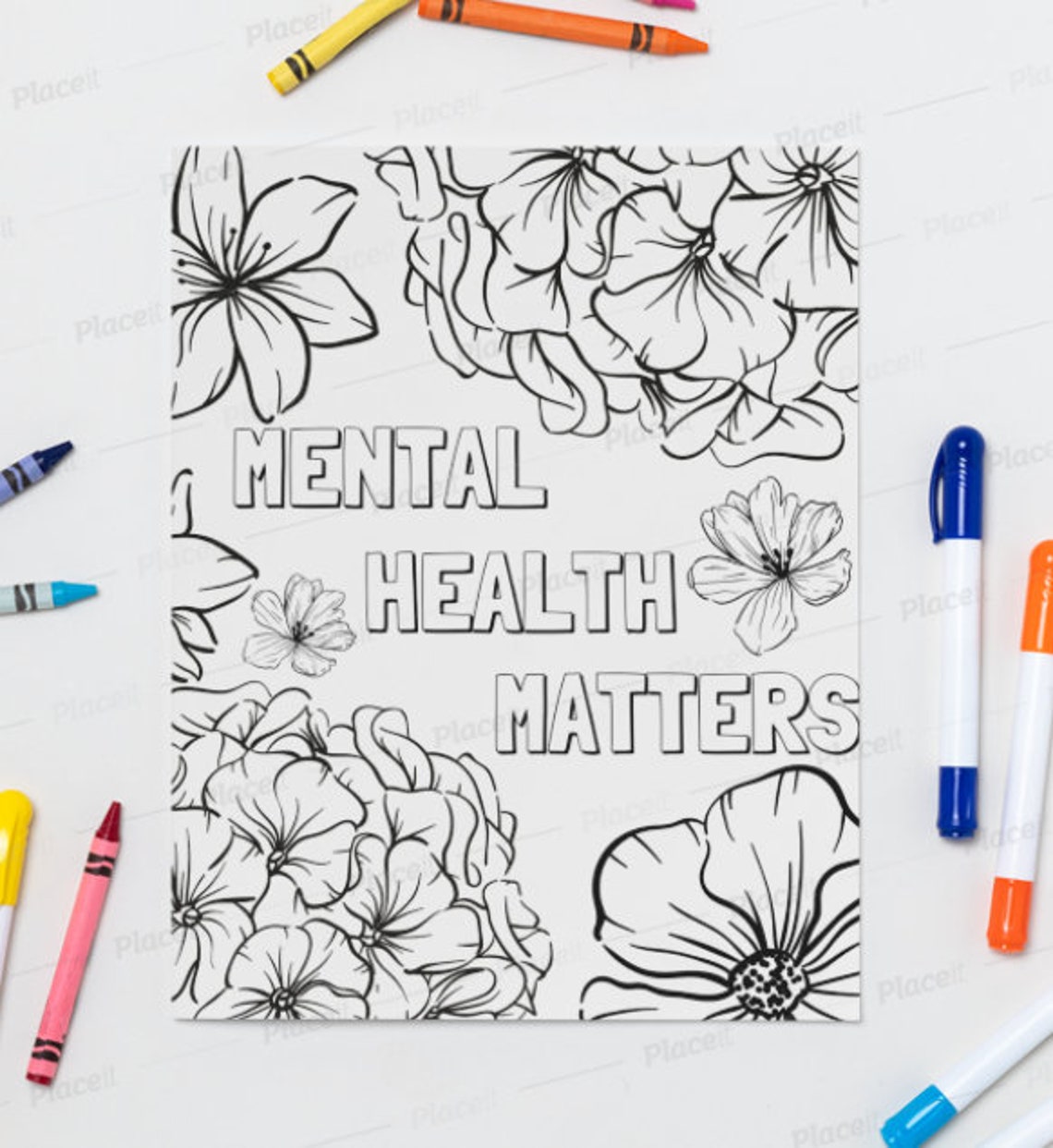 Adult Coloring Pages Mental Health Coloring Pages Coloring | Etsy