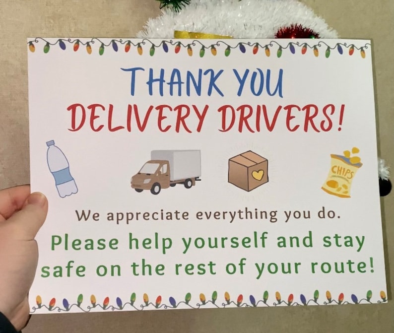 Thank You Delivery Drivers Free Printable