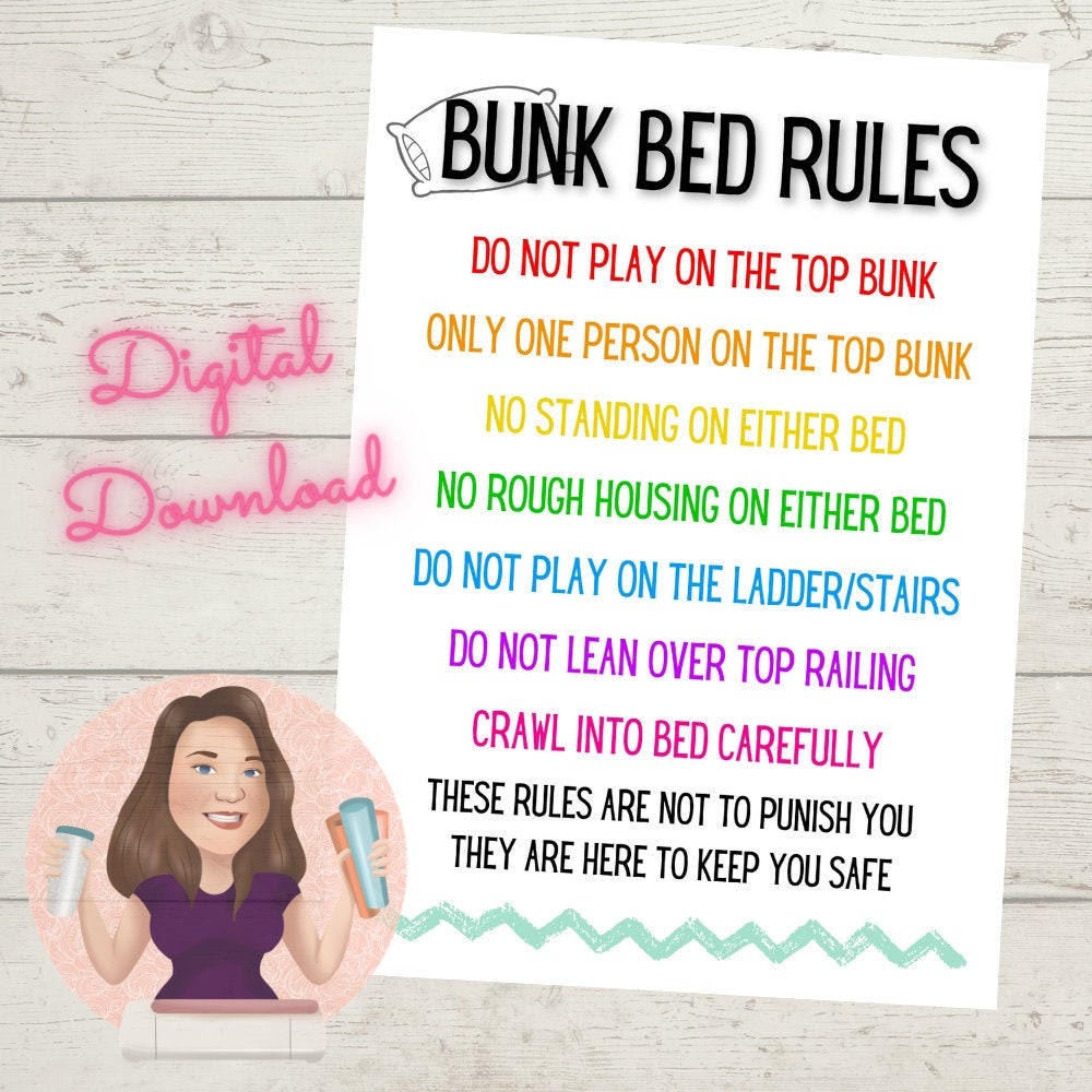 Printable Bunk Bed Rules Print at Home for Kids Bunk Bed Etsy