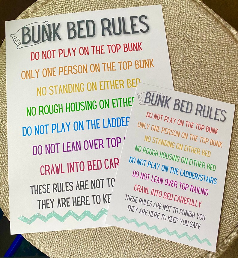 Printable Bunk Bed Rules Print At Home For Kids Bunk Bed Etsy Printable Bunk Bed Rules Print At Home For Kids Bunk Bed Etsy