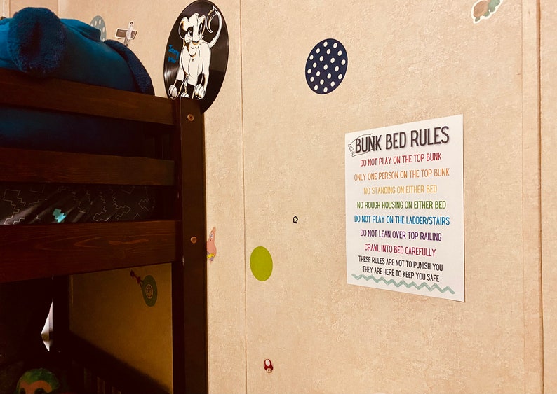 Printable Bunk Bed Rules Print at Home for Kids Bunk Bed Etsy