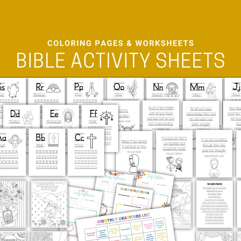 Bible Activity Worksheets and Coloring Pages for Kids and Adults - Etsy