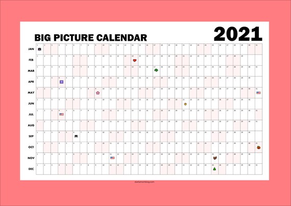 Entire Year Big Picture Calendar for 2021 - Etsy