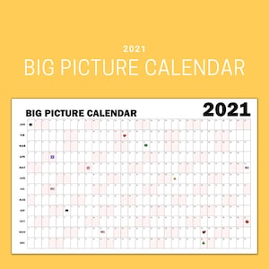 Entire Year Big Picture Calendar for 2021 - Etsy