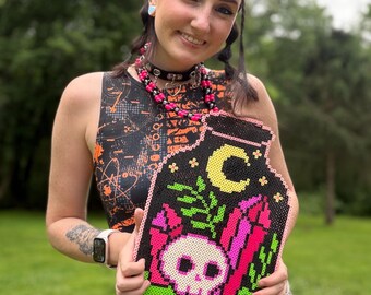 Giant Crystal Jar Rave Perler Necklace | Shrek Rave Perler | Rave Perler | Rave Kandi | Rave Acessories | Kandi |
