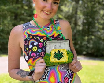 Oregano Bag Rave Perler Necklace | Shrek Rave Perler | Rave Perler | Rave Kandi | Rave Acessories | Kandi |