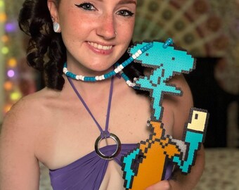 Silly Picture Squidy Rave Perler Necklace | Rave Perler | Rave Perler Kandi | Rave Kandi | Rave Acessories | Kandi |