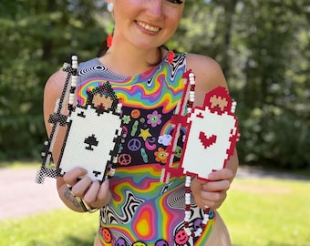 Army Of Cards Duo Set Rave Kandi Perler Necklace