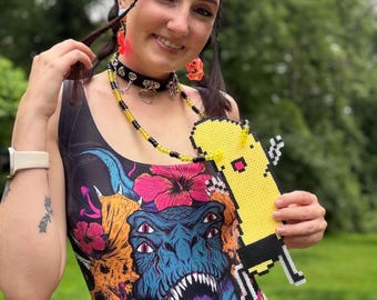 Nakey Banana Charector Rave Perler Necklace | Shrek Rave Perler | Rave Perler | Rave Kandi | Rave Acessories | Kandi |