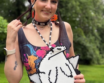 Saggy Fun Droopy Meme Rave Perler Necklace | Shrek Rave Perler | Rave Perler | Rave Kandi | Rave Acessories | Kandi |