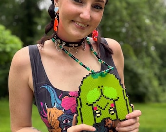 Cute Frog Booty Rave Perler Necklace | Shrek Rave Perler | Rave Perler | Rave Kandi | Rave Acessories | Kandi |