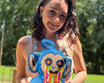 Trippy Telitubby Rave Perler Necklace | Shrek Rave Perler | Rave Perler | Rave Kandi | Rave Acessories | Kandi |