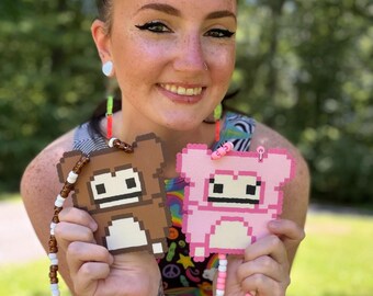 Squishmellow Big Foot Duo Rave Perler Necklace | Shrek Rave Perler | Rave Perler | Rave Kandi | Rave Acessories | Kandi |