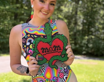 Snake Mom Rave Perler Necklace | Shrek Rave Perler | Rave Perler | Rave Kandi | Rave Acessories | Kandi |