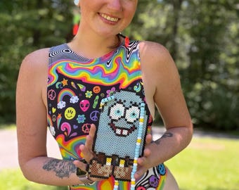 Ghost Sponge Rave Perler Necklace | Shrek Rave Perler | Rave Perler | Rave Kandi | Rave Acessories | Kandi |