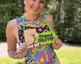 Crowd Duster Rave Perler Necklace | Rave Perler Kandi | Rave Perler | Rave Kandi | Rave Acessories | Kandi |