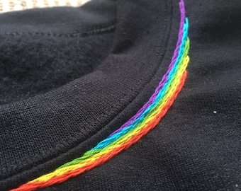 Embroidered crewneck rainbow sweatshirt