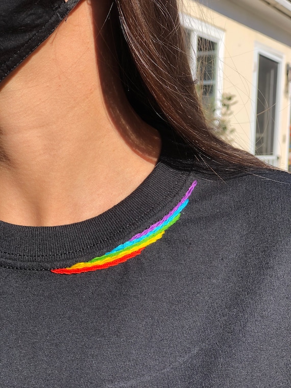 Embroidered rainbow sweatshirt sale