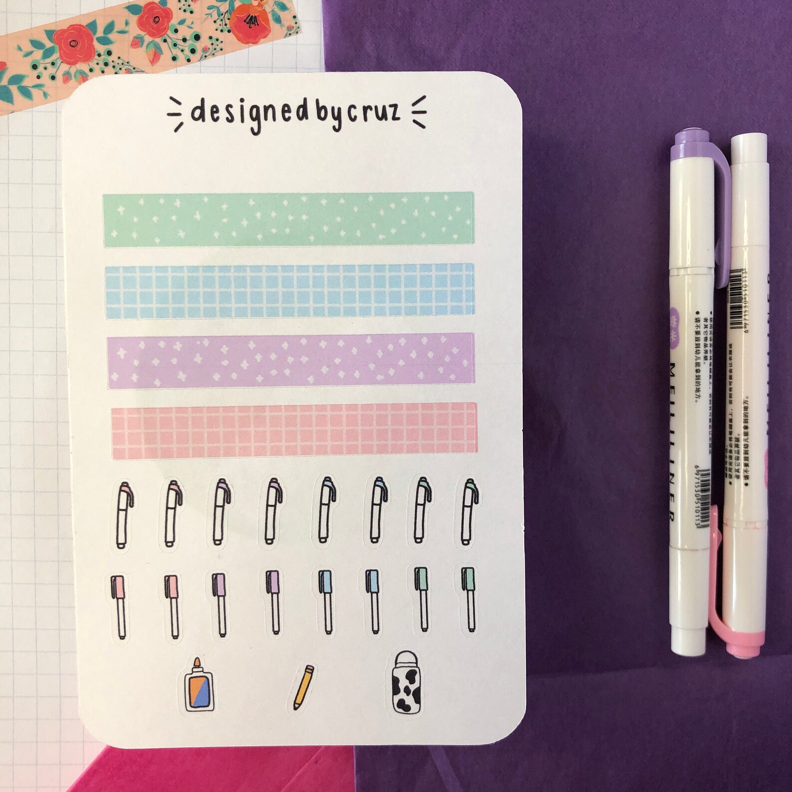 Stationery Themed Sticker Sheet Etsy