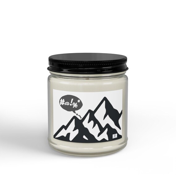 Whimsical Cussing Woman Trail Runner on Mountain | Eco Friendly Soy Candle 4oz | Funny Running Gift Basket Ideas